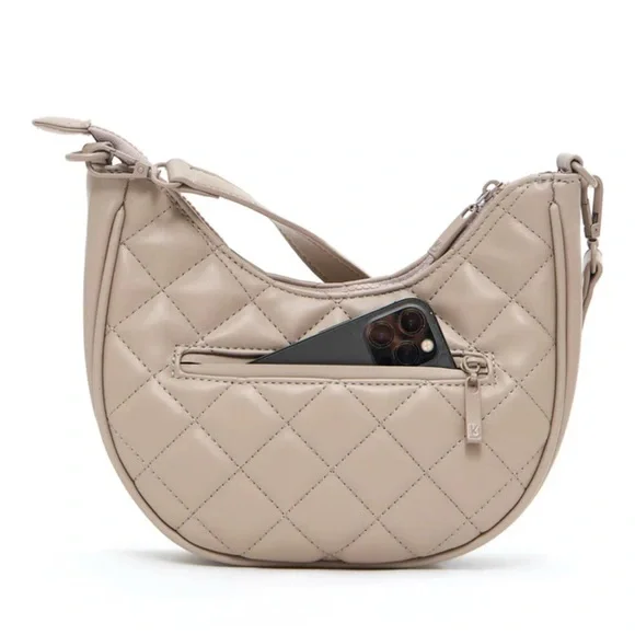 Buffbunny Quilted Crossbody Purse Tan Taupe Neutral Chamomile Wallet Convertible - Picture 2 of 15